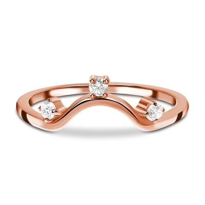 14K Rose Gold Real Diamond Jewellery, suposición real redonda Diamond Anniversary Rings
