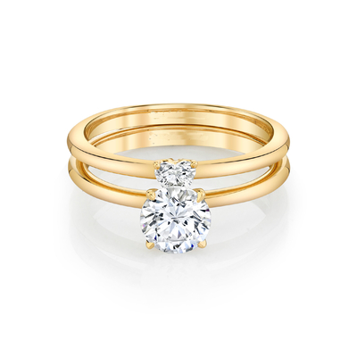 Compromiso amarillo Ring Set Heart Cut de Moissanite del oro sólido de la joyería de moda