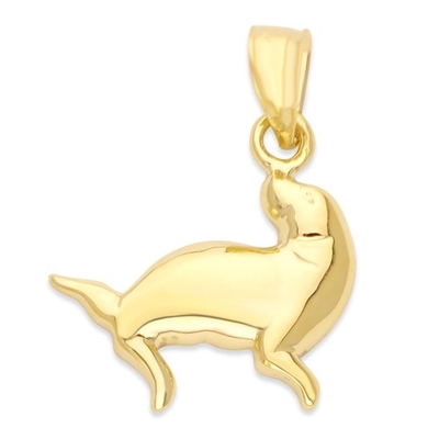 colgante del sello del oro 14k, joyería de la vida marina, regalo animal del alcohol para ella con la cadena de 20 pulgadas