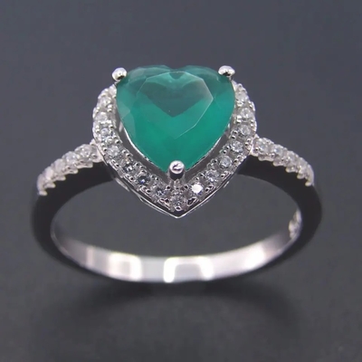 La joyería caliente del Zircon de Sterling Silver Heart Shaped Green de la venta 925 fija para el regalo de la mujer de la moda