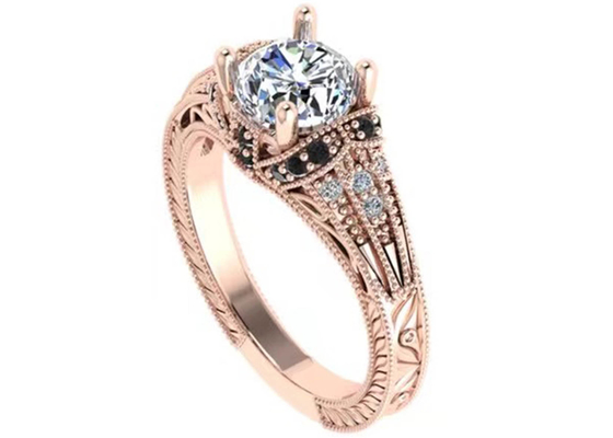 Tipo brillante redondo ODM del corte 18K Rose Gold Ring Illusion Setting del certificado del GIA