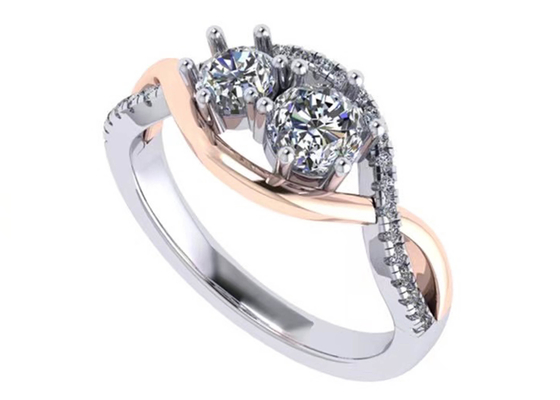 ODM romántico del quilate de plata 2 Tone Color del anillo 9 del corte redondo 9K para la boda
