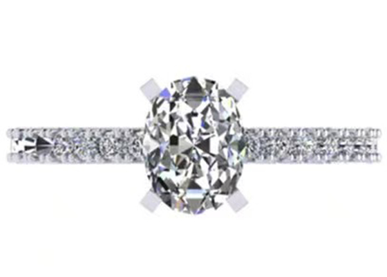 Corte redondo 1,5 tamaño oval del peso OV8×6MM de Diamond Ring 2.45g del quilate para el compromiso