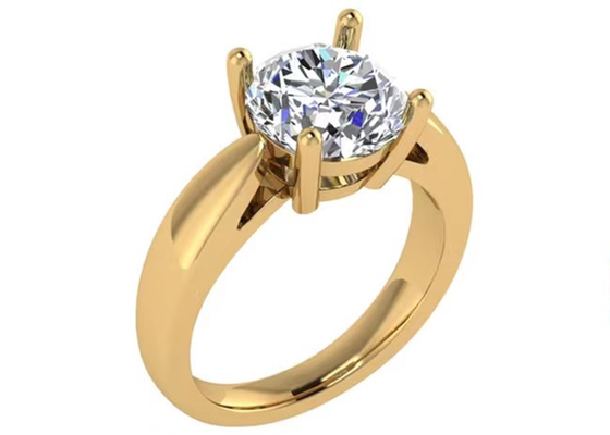 Mano que fija la joyería del oro sólido 14K, solitario natural redondo Diamond Rings del corte 2.7ct