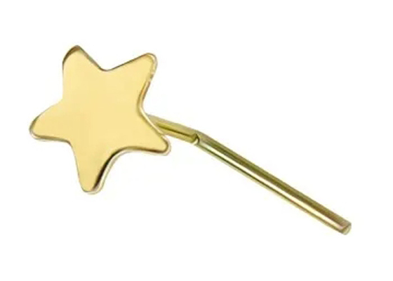 la nariz llana del oro de la estrella 18K de 3m m que perfora L forma el grueso de 0.6m m