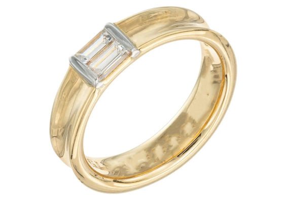 joyería Diamond Wedding Ring del oro sólido de la piedra 14K del solitario de 0.58ct los 6x4MM