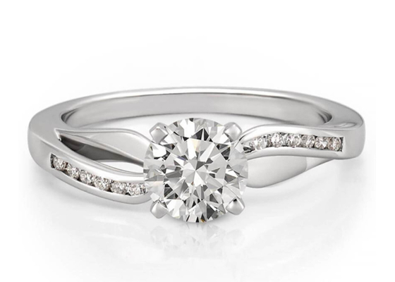 Joyería Diamond Ring, boda Ring Round Cut del OEM del ODM del oro blanco 14k
