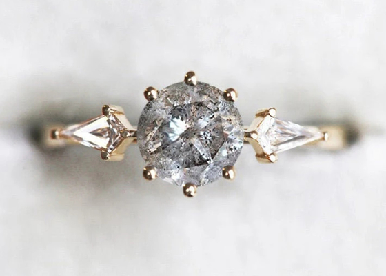 0.8ct Diamond Engagement Rings crecido laboratorio, OEM del ODM del anillo de bodas del oro 9k