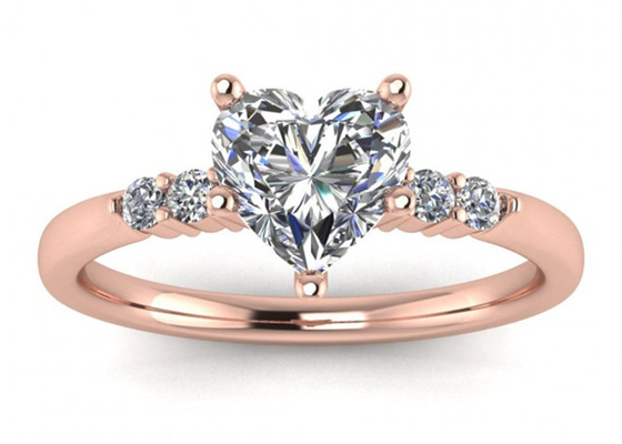 dimensión del diamante 6M M de Ring Heart Shape With Lab de la plata de 0.8ct 9K