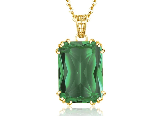 Collares 2.67ct 8×10m m del oro del vintage 14K con Emerald Pendant natural