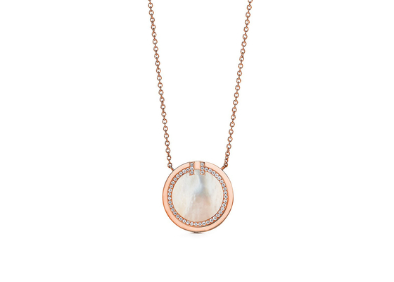 OEM pendiente del material del círculo 18k Rose Gold de 0.05ct Diamond And Mother Of Pearl