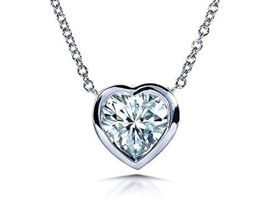 estilo del bisel del corazón de los collares del oro de 16inch 14K con 6x6m m Moissanite