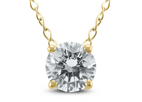 4m m 0.23ct Diamond Solitaire Necklace, 4 collar del oro amarillo de los dientes 14k