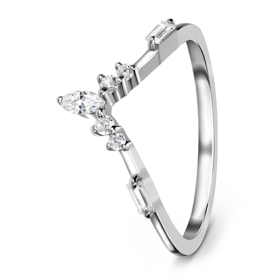 9K / oro blanco natural de 10K/de 14K/de 18K Emerald Cut Diamond Engagement Ring