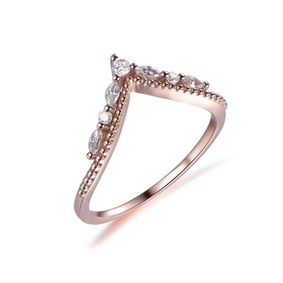 14K Rose Gold Jewelry Ladies Engagement Ring Pear Round Diamond