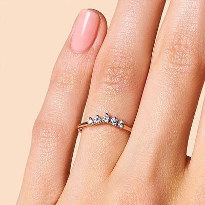 Corte real Diamond Wedding Rings Brilliant 14K Rose Gold Jewelry