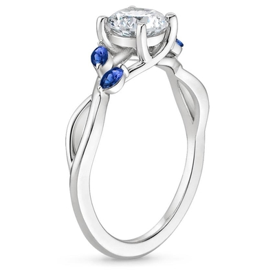 Oro blanco del anillo 18K de Marquise Cut Blue Moissanite Wedding con el diamante crecido laboratorio