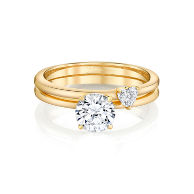Compromiso amarillo Ring Set Heart Cut de Moissanite del oro sólido de la joyería de moda