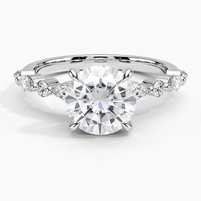 14K / 18K corte real blanco del oro sólido VVS Diamond Moissanite Ring Round Brilliant