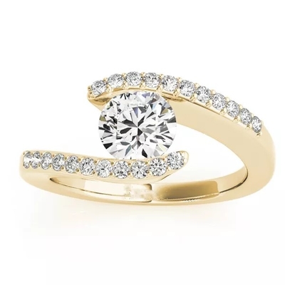 anillo de diamante del compromiso del oro amarillo del anillo de compromiso de diamante 14k para las mujeres