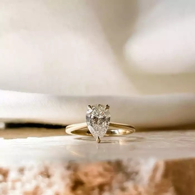18k oro Diamond Engagement Ring real, pera Diamond Wedding Ring natural