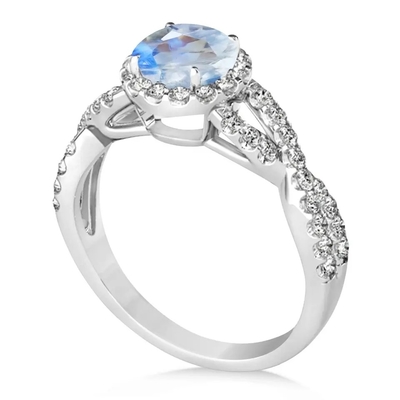 La joyería CZ de Sterling Silver Round Cut Moonstone torció el compromiso Ring Birthday Moonstone Gemstone Jewelry