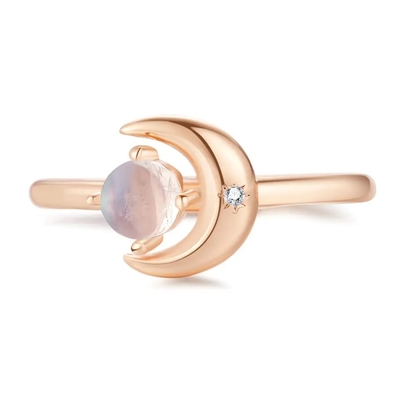 Anillo de piedra lunar azul natural de plata de ley 925 Diseño de joyería de piedra lunar