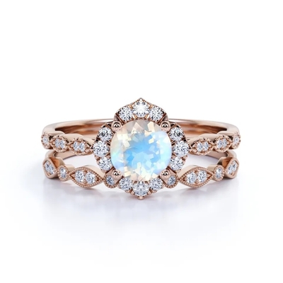 Mujeres naturales 925 Sterling Silver Jewelry Ring de Moonstone del arco iris de la moda caliente del encanto