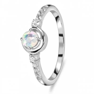 Piedra lunar de plata esterlina 925 y anillo de compromiso delicados auténticos únicos de plata de la promesa del diamante