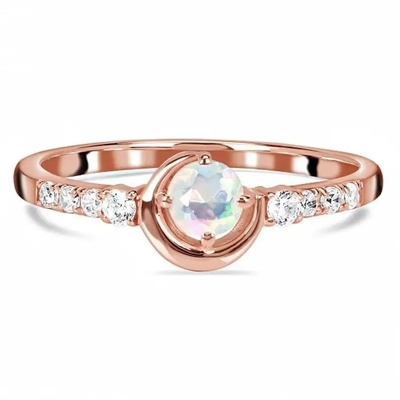 Piedra lunar de plata esterlina 925 y anillo de compromiso delicados auténticos únicos de plata de la promesa del diamante
