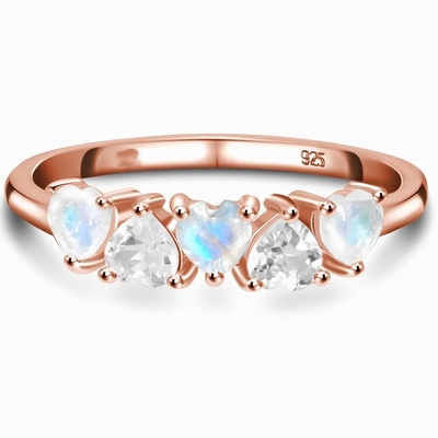 Mujeres naturales 925 Sterling Silver Jewelry Ring de Moonstone del arco iris de la moda caliente del encanto