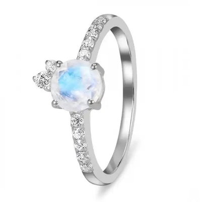 Anillo natural azul de 925 Sterling Silver Rainbow Jewelry Moonstone Moonstone