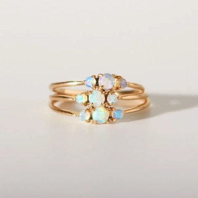 925 anillos plateados de la joyería de las mujeres de Opal Rings For Women Wholesale del oro amarillo de Sterling Silver 14k