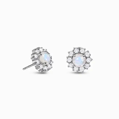 Las mujeres plateadas oro de Sterling Silver Jewelry 14K de la venta al por mayor 925 cuelgan los pendientes naturales del descenso de Moonstone de los pendientes