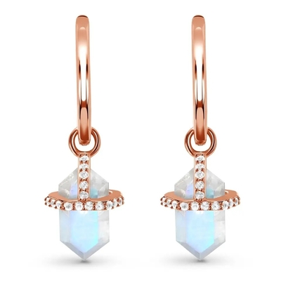 El hexágono de 925 Sterling Silver Natural Stone Jewelry cortó los pendientes azules del perno prisionero de Moonstone del arco iris