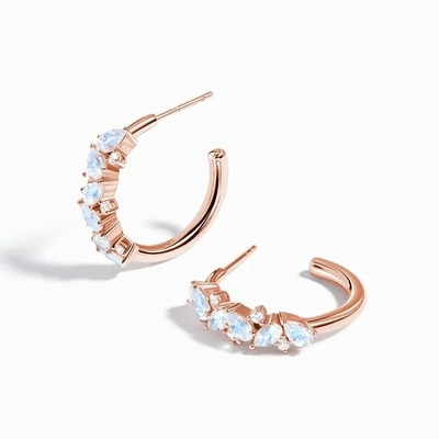 El Baguette de los pendientes de Moonstone del arco iris cortó la joyería natural del pendiente del perno prisionero de Moonstone