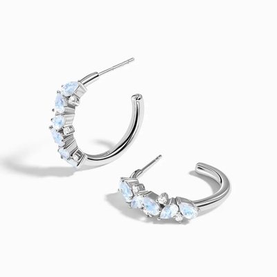 El Baguette de los pendientes de Moonstone del arco iris cortó la joyería natural del pendiente del perno prisionero de Moonstone