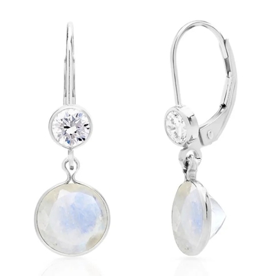 Pendiente fino del diseño del Zircon de la joyería de la venta al por mayor de la joyería blanca de Moonstone