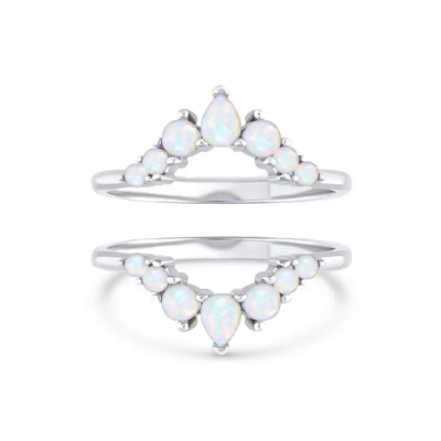 925 anillos preciosos auténticos elegantes antiguos de plata de Opal Promise Engagement Wedding Anniversary