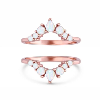 925 anillos preciosos auténticos elegantes antiguos de plata de Opal Promise Engagement Wedding Anniversary