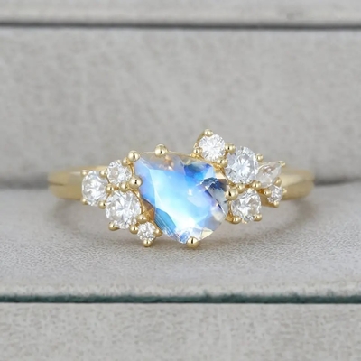 Oro Ring Natural Gemstone Jewelry de plata del anillo de compromiso 18k de Moonstone de la pera