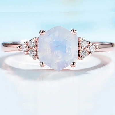 Oro Ring Natural Gemstone Jewelry de plata del anillo de compromiso 18k de Moonstone de la pera