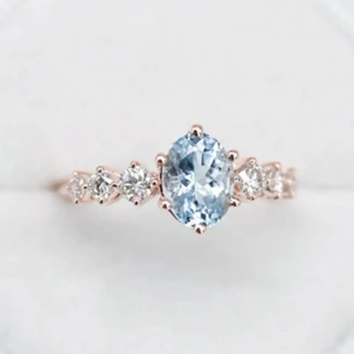 El oro blanco Moonstone oval Art Deco Unique Engagement Ring fijó 925 Sterling Silver