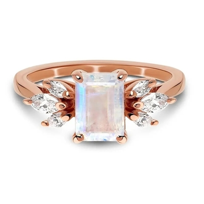 Anillo delicado de 925 Sterling Silver Fashion Design Exquisite Moonstone