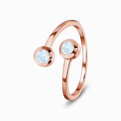 Forma redonda de la joyería ajustable de 925 Sterling Silver Faceted Rainbow Moonstone