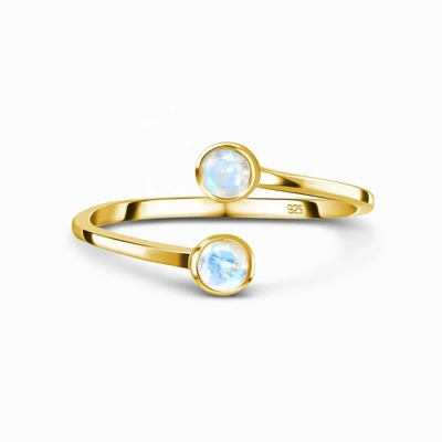 Forma redonda de la joyería ajustable de 925 Sterling Silver Faceted Rainbow Moonstone