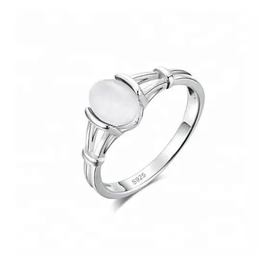 925 sólido hermoso Sterling Silver Ring, piedra preciosa oval Ring For Girls de Moonstone del corte