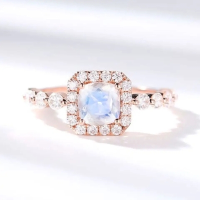 925 sólido hermoso Sterling Silver Ring, piedra preciosa oval Ring For Girls de Moonstone del corte