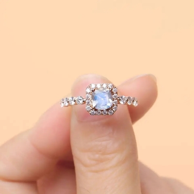 925 sólido hermoso Sterling Silver Ring, piedra preciosa oval Ring For Girls de Moonstone del corte