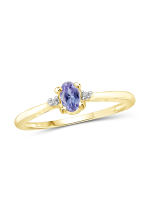0,25 quilates Tanzanite 0,925 Sterling Silver Ring Jewelry con CZ blanca – anillos de la piedra preciosa con hipoalérgico